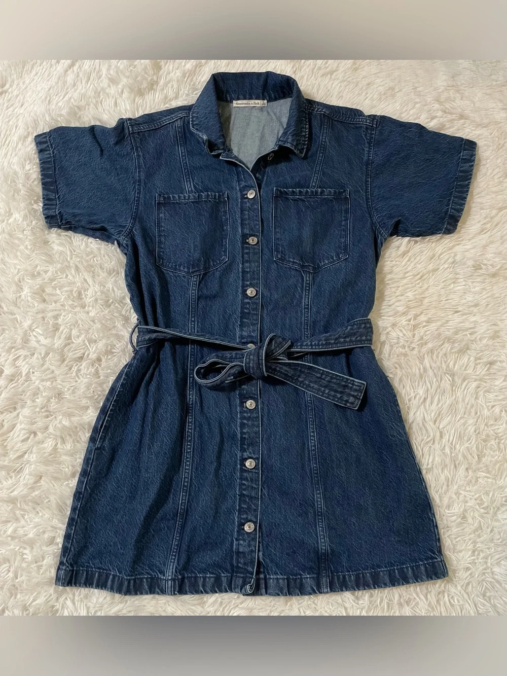 Abercrombie & Fitch Utility 90s Y2K Western Cowgirl Belted Denim Jean Dress L - Picture 2 of 13